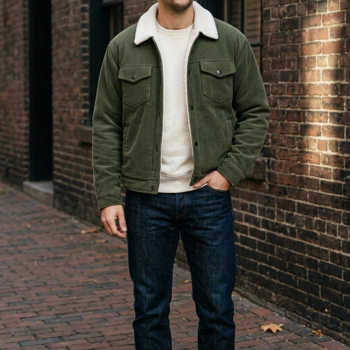 Men's Sherpa Lined Corduroy Trucker Jacket