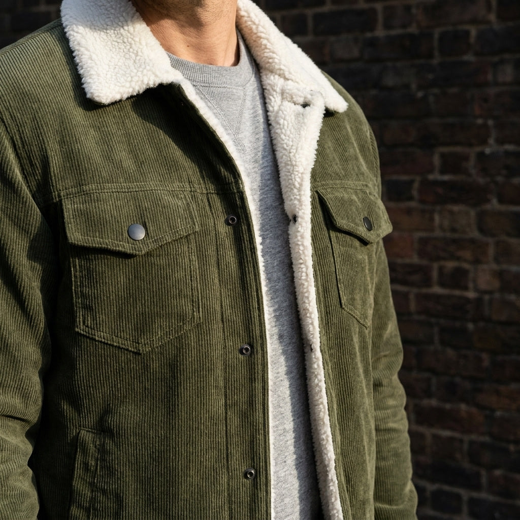 Men's Sherpa Lined Corduroy Trucker Jacket