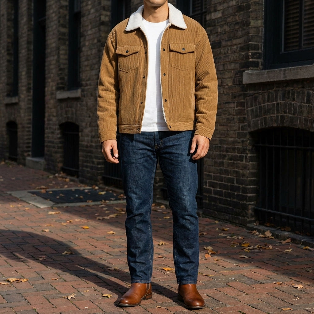 Men's Sherpa Lined Corduroy Trucker Jacket