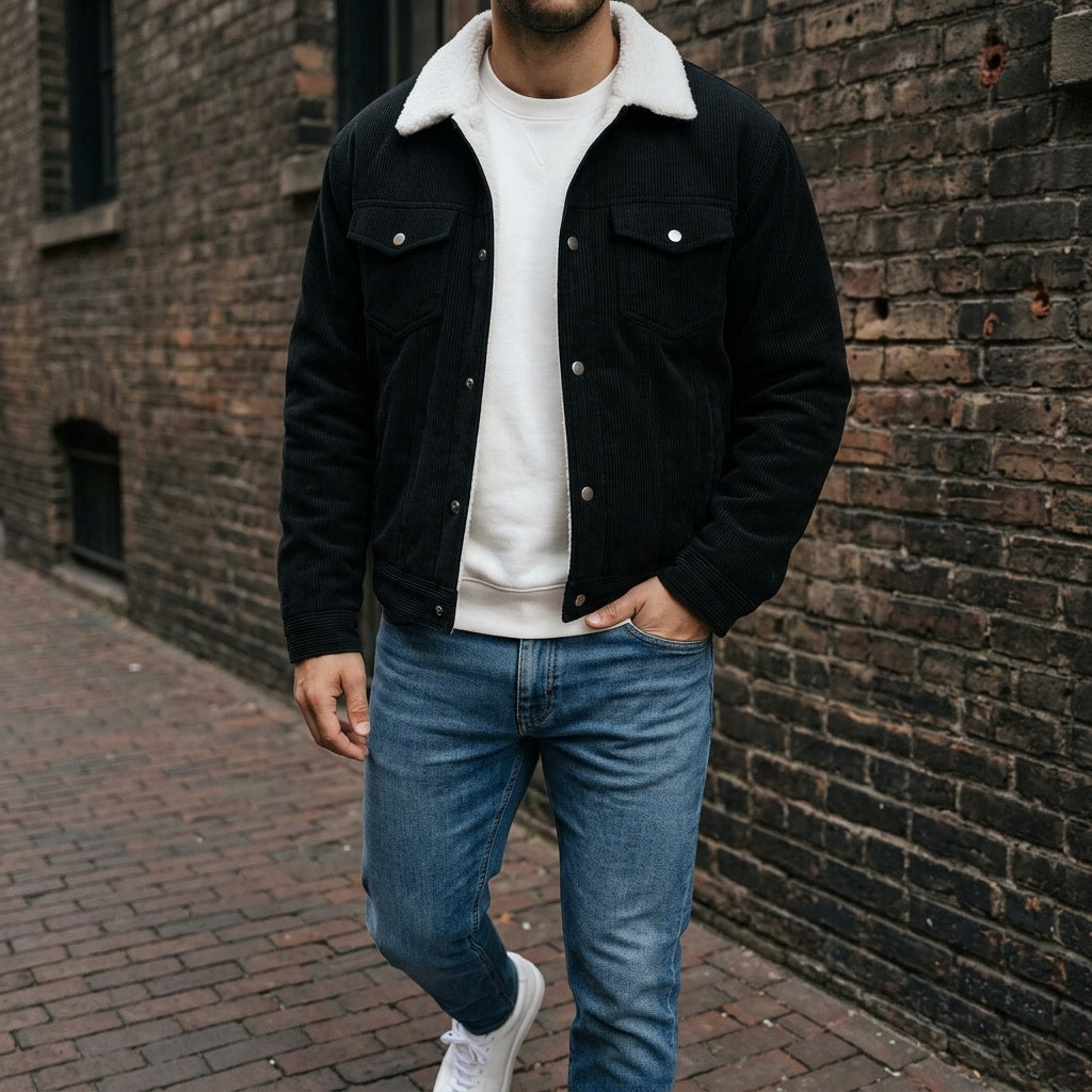 Men's Sherpa Lined Corduroy Trucker Jacket