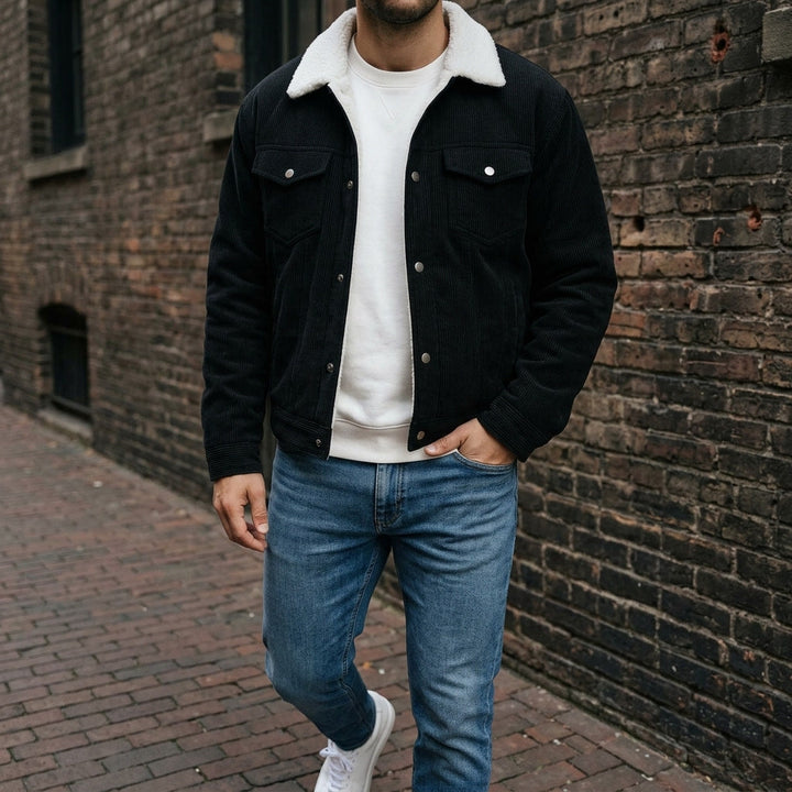 Men's Sherpa Lined Corduroy Trucker Jacket
