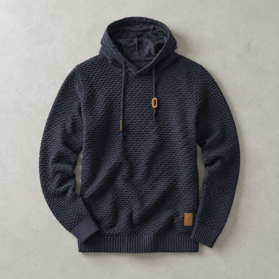 Men's Textured Basket-Weave Knit Hoodie