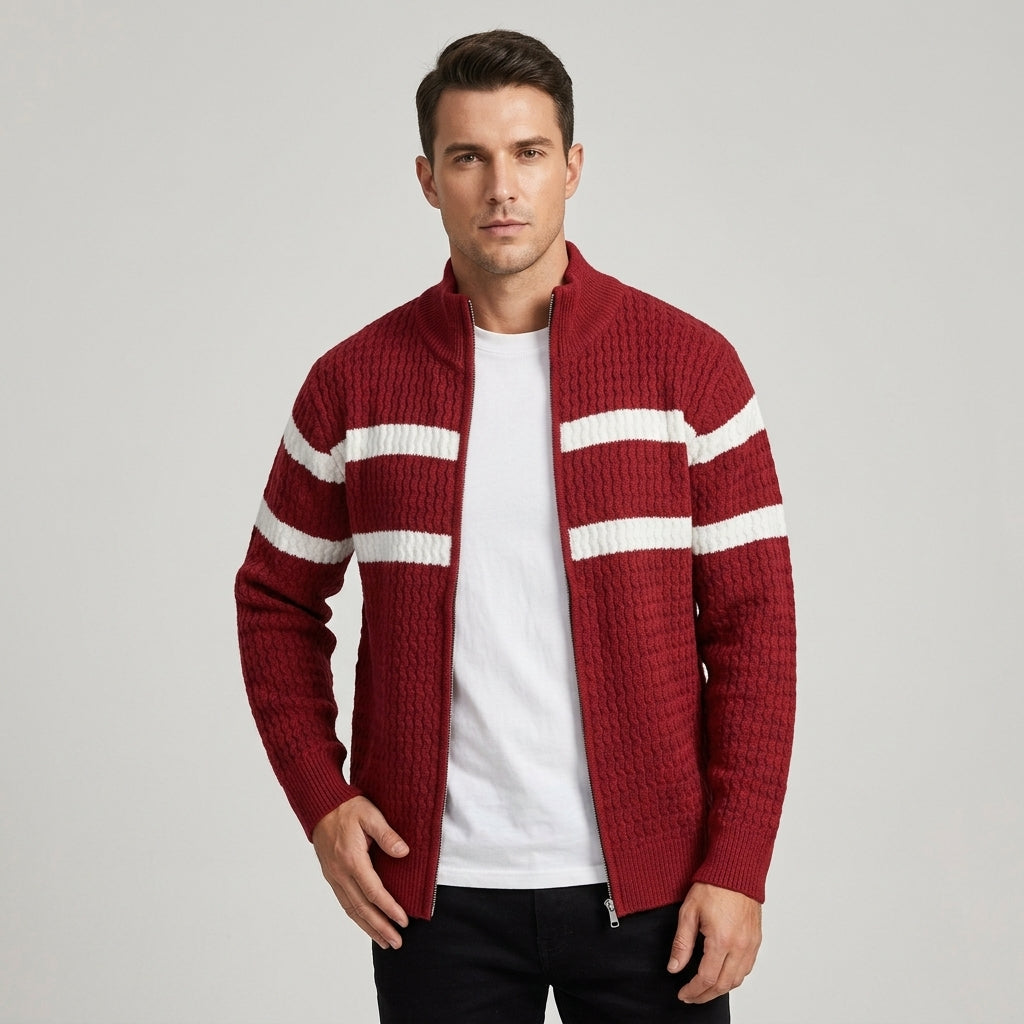 Men's Textured Knit Full-Zip Cardigan