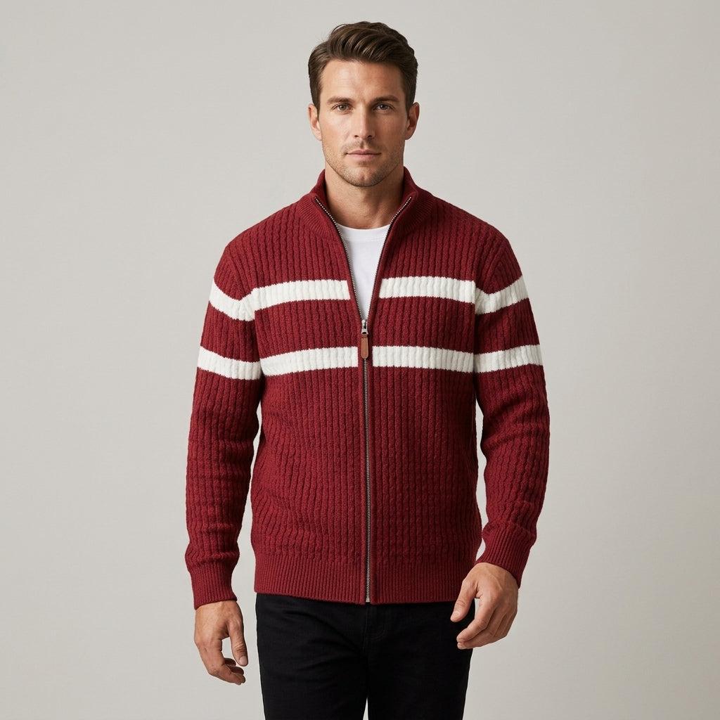Men's Textured Knit Full-Zip Cardigan