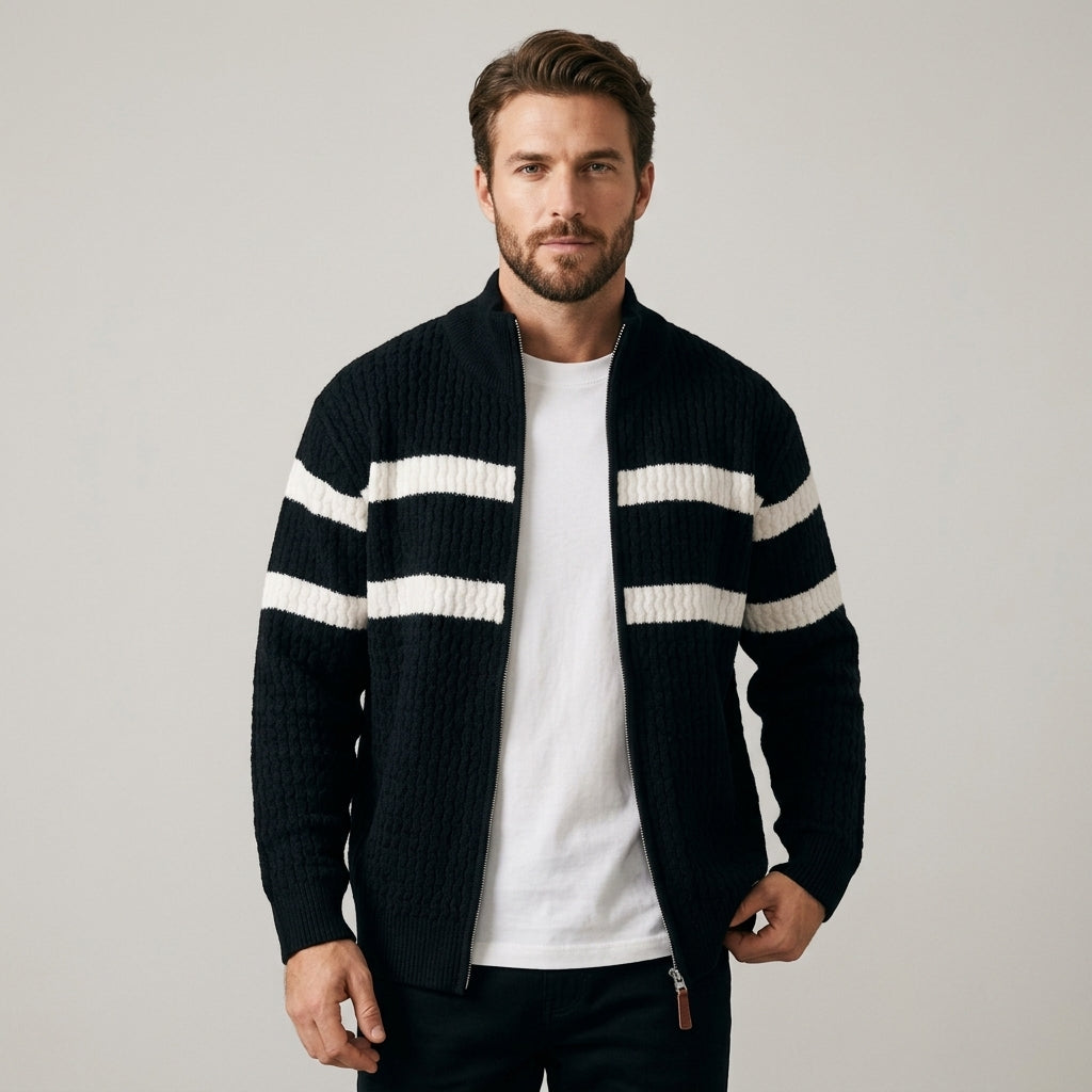 Men's Textured Knit Full-Zip Cardigan