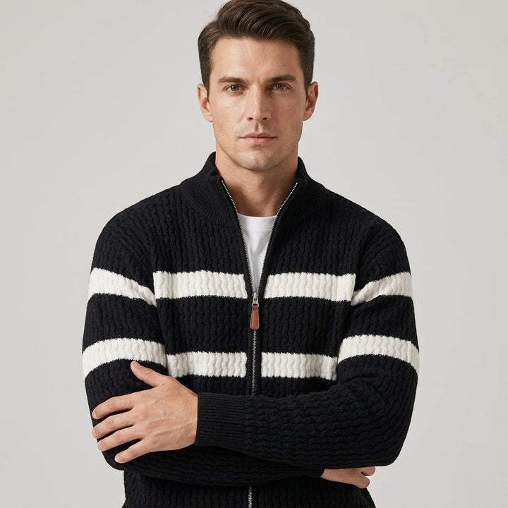 Men's Textured Knit Full-Zip Cardigan
