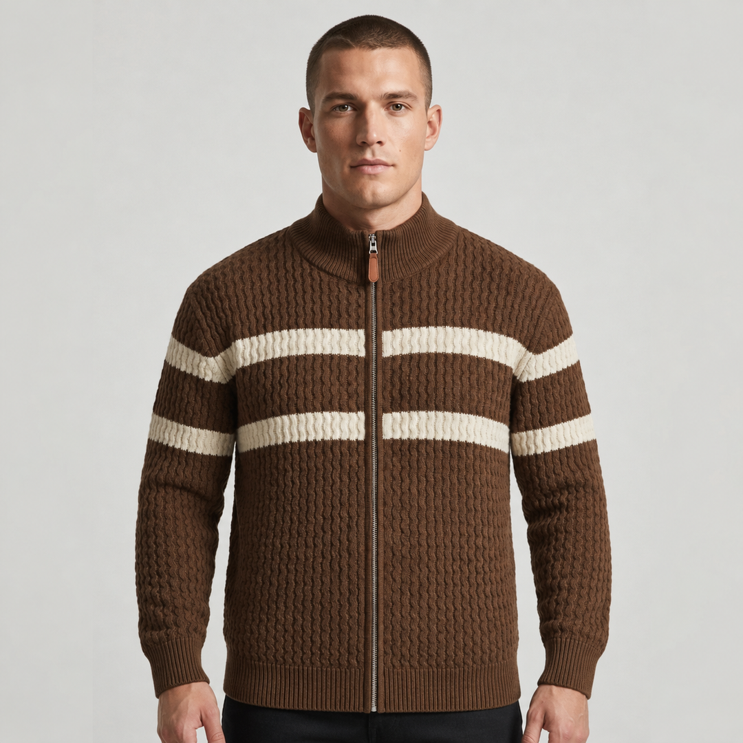 Men's Textured Knit Full-Zip Cardigan