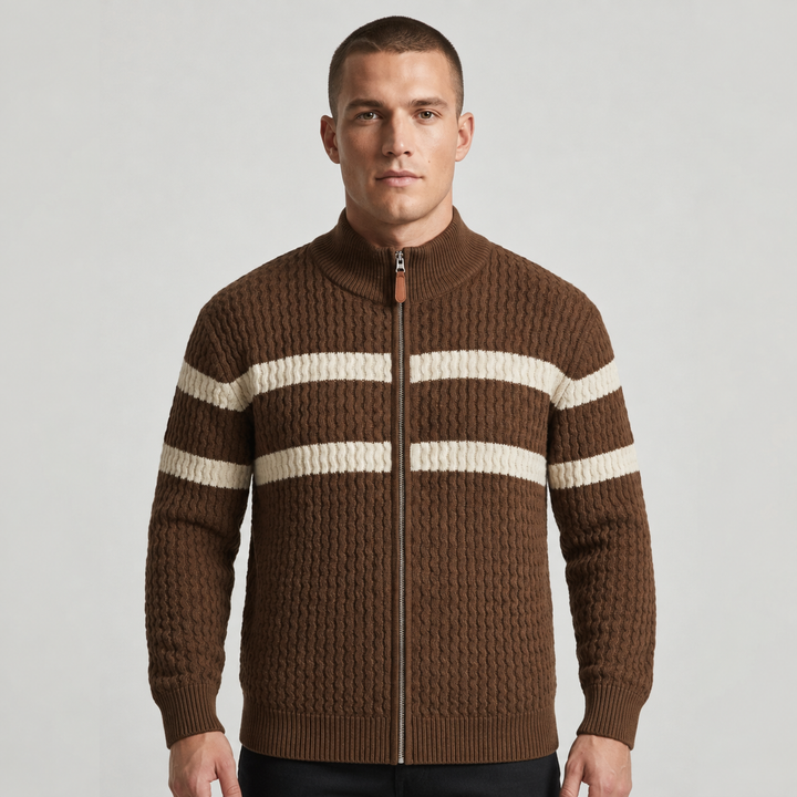 Men's Textured Knit Full-Zip Cardigan