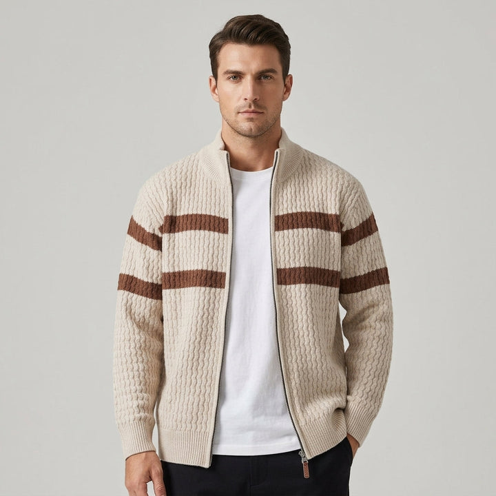 Men's Textured Knit Full-Zip Cardigan