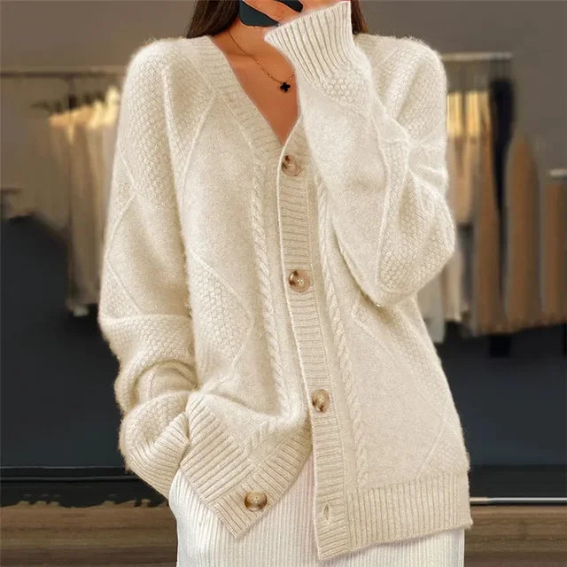 Women's Button Front Cable Knit Cardigan