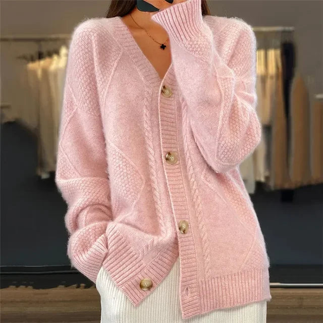 Women's Button Front Cable Knit Cardigan