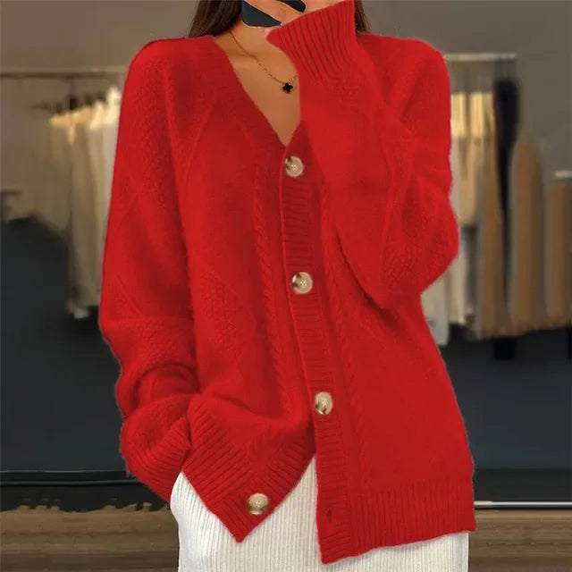 Women's Button Front Cable Knit Cardigan