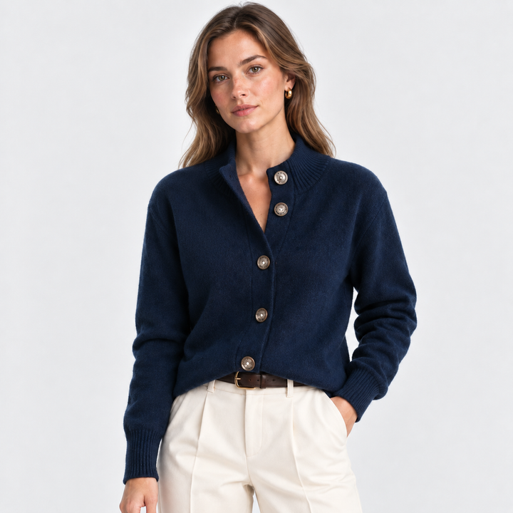 Women's Button Front Stand Collar Cardigan