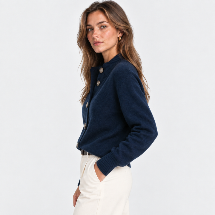 Women's Button Front Stand Collar Cardigan