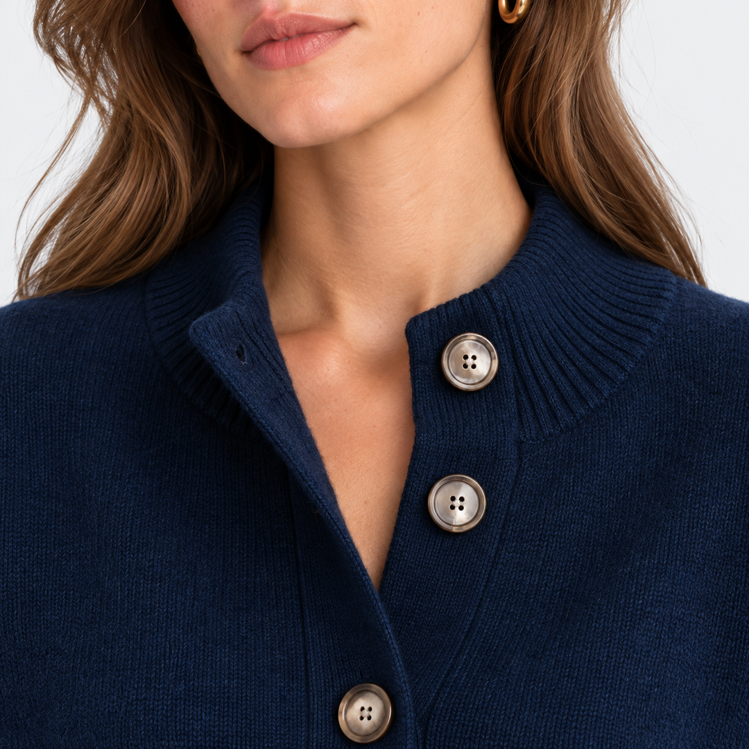 Women's Button Front Stand Collar Cardigan