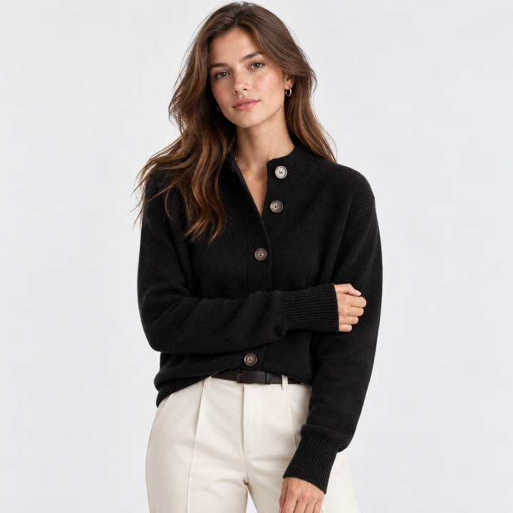Women's Button Front Stand Collar Cardigan