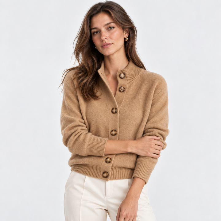 Women's Button Front Stand Collar Cardigan