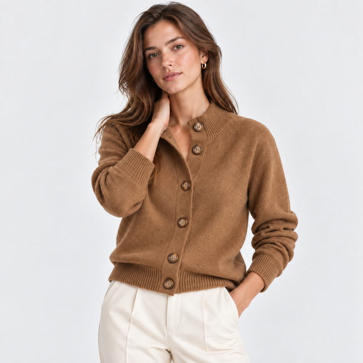 Women's Button Front Stand Collar Cardigan