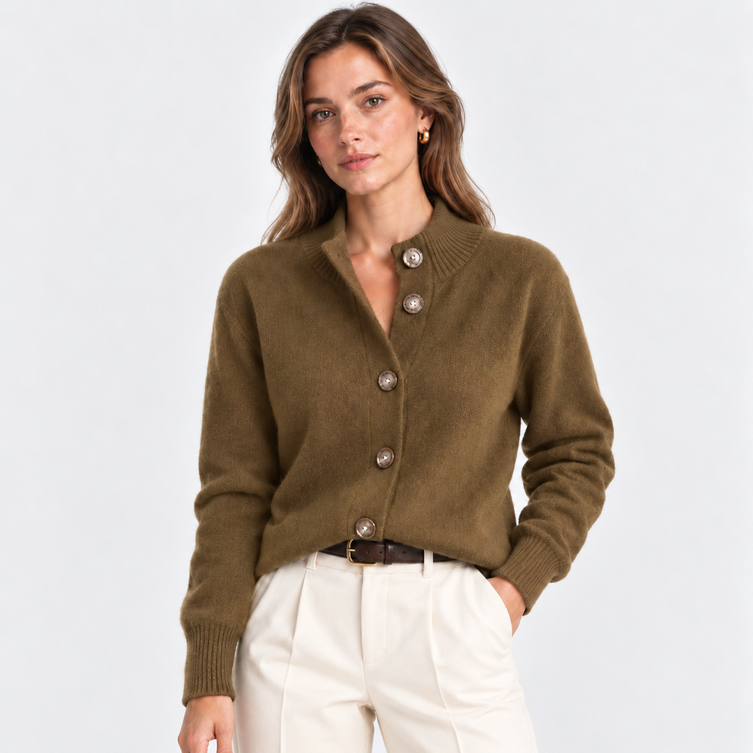 Women's Button Front Stand Collar Cardigan