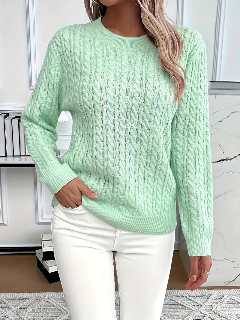 Women's Cable Knit Crewneck Sweater