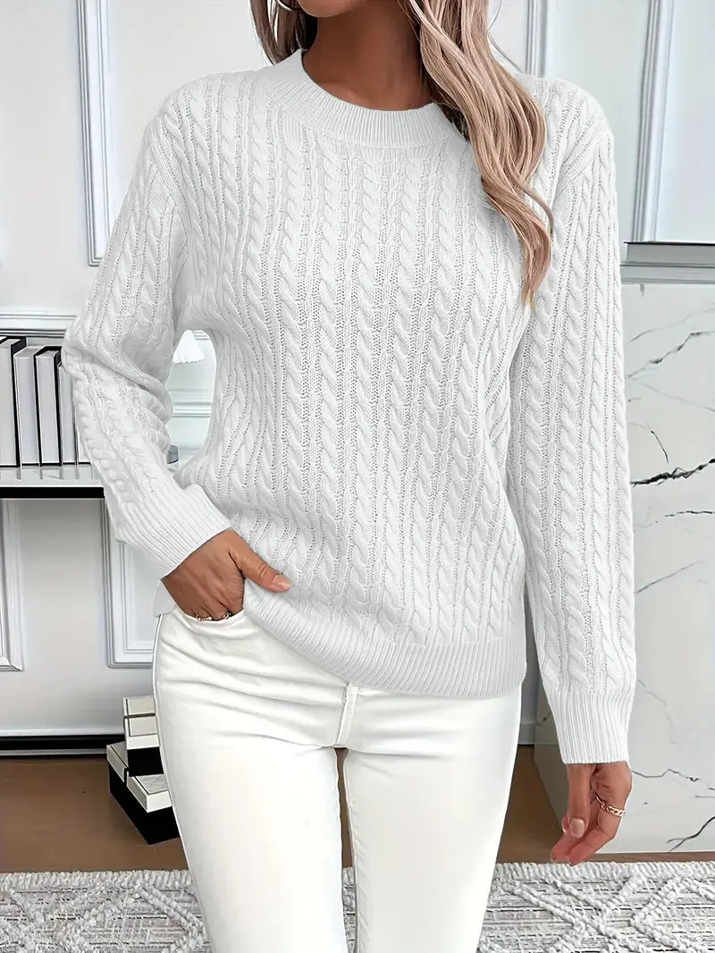 Women's Cable Knit Crewneck Sweater