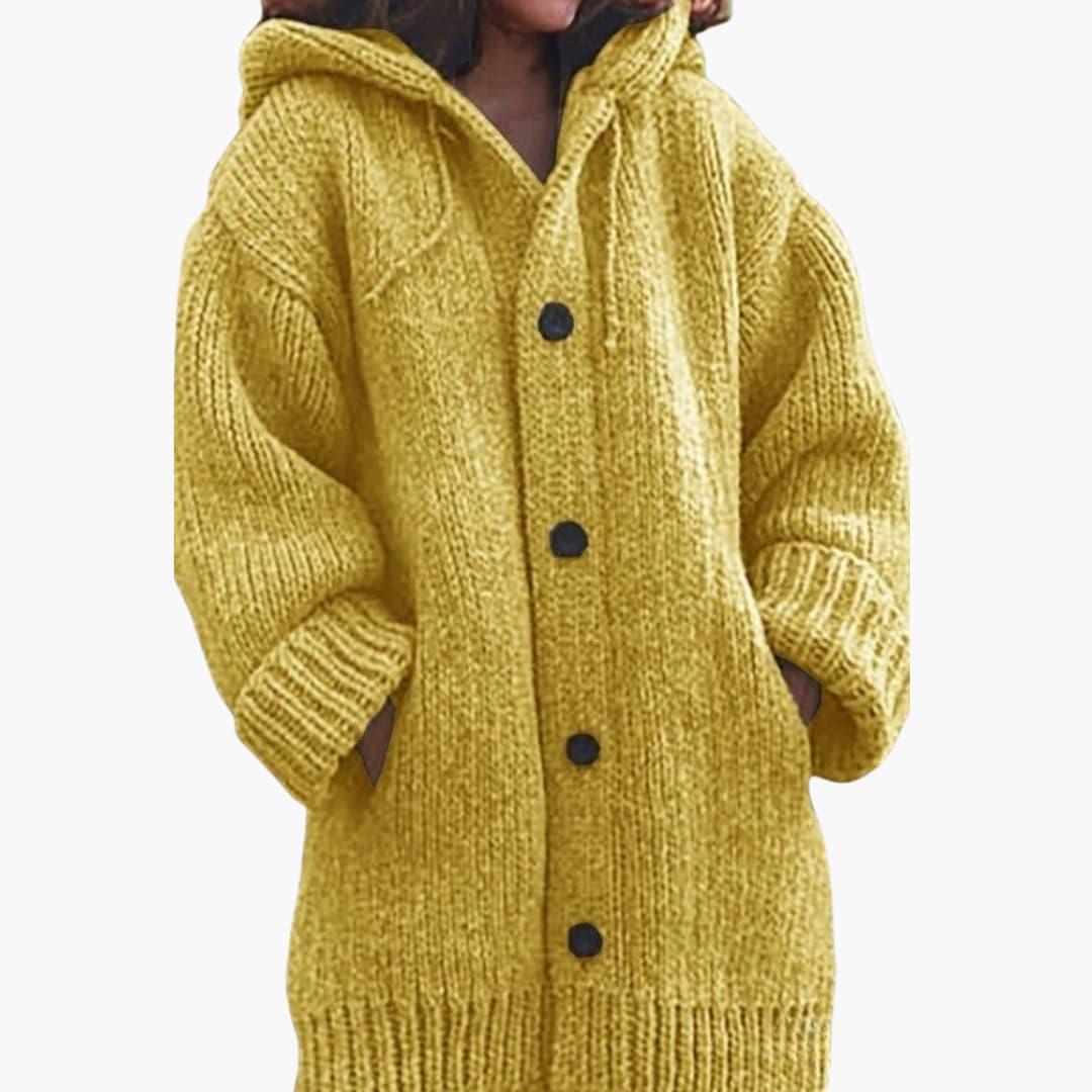 Women's Chunky Knit Hooded Longline Cardigan