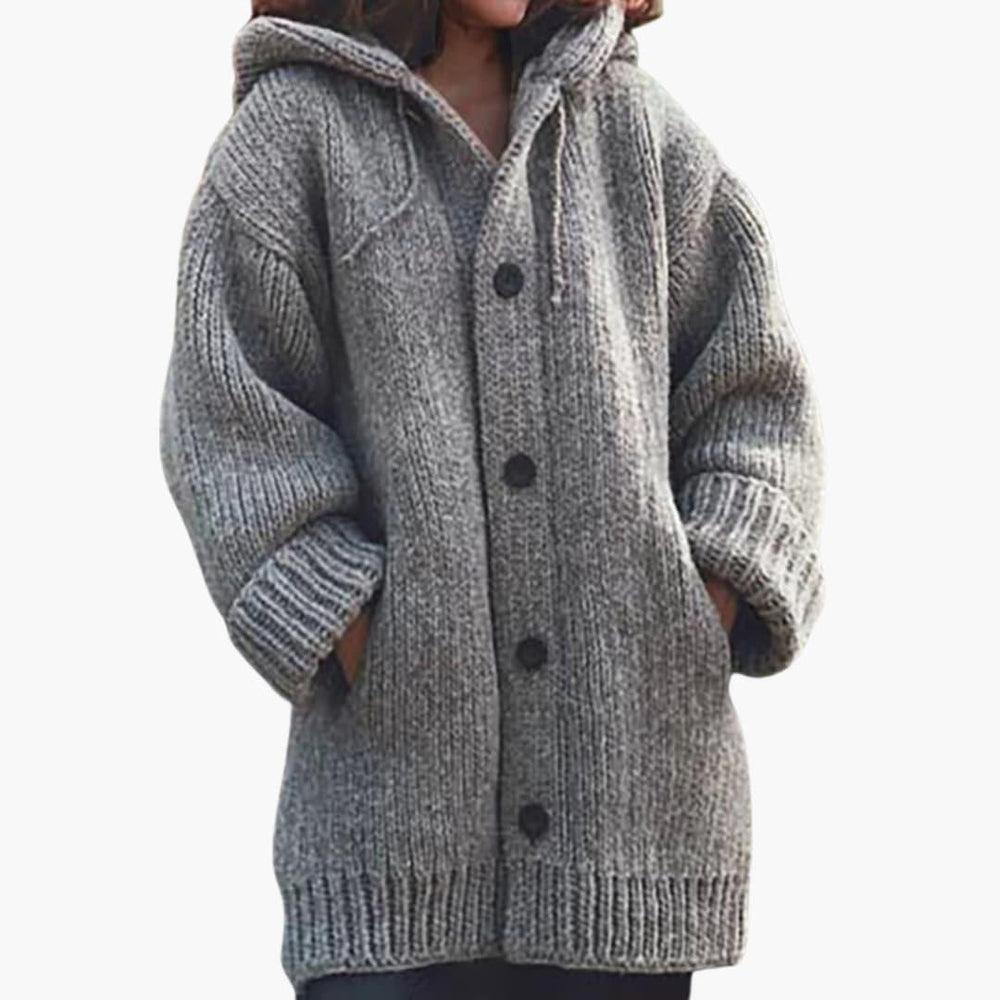 Women's Chunky Knit Hooded Longline Cardigan