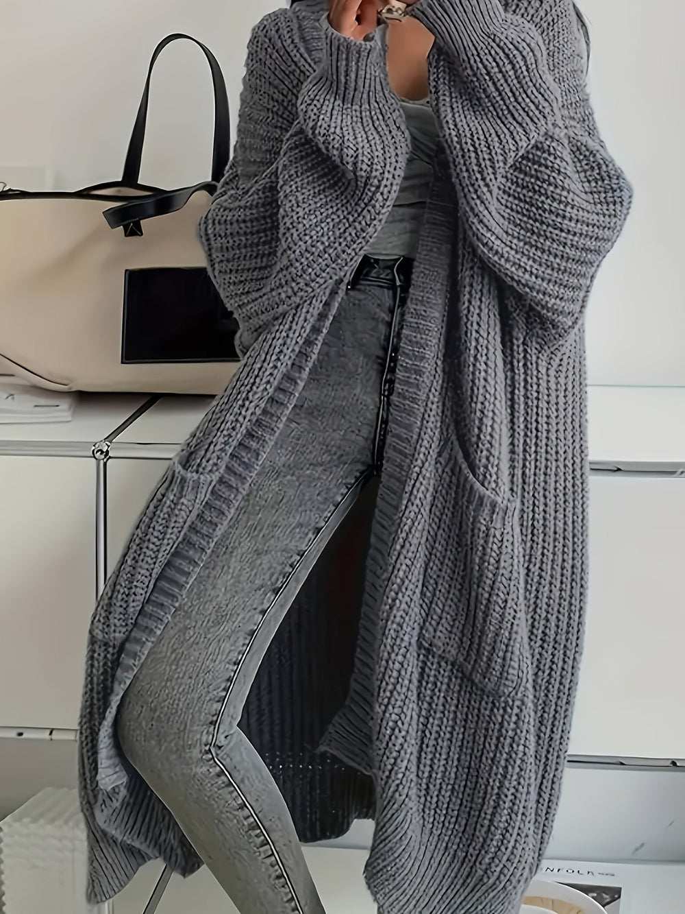Women's Chunky Rib Knit Longline Cardigan