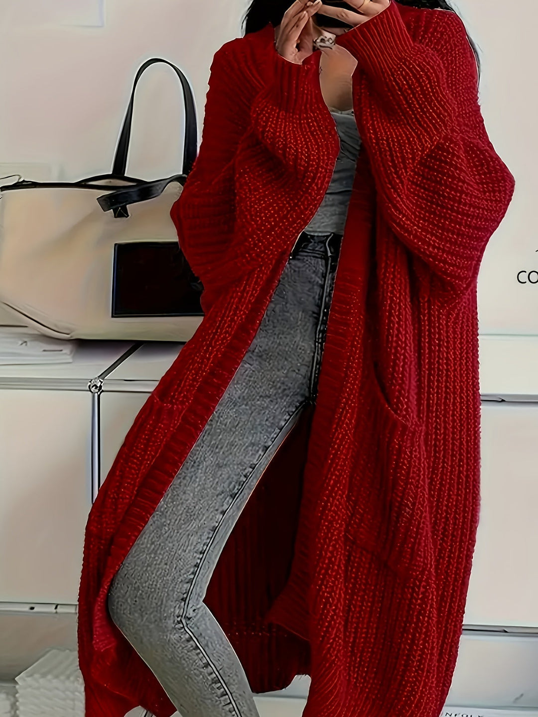 Women's Chunky Rib Knit Longline Cardigan
