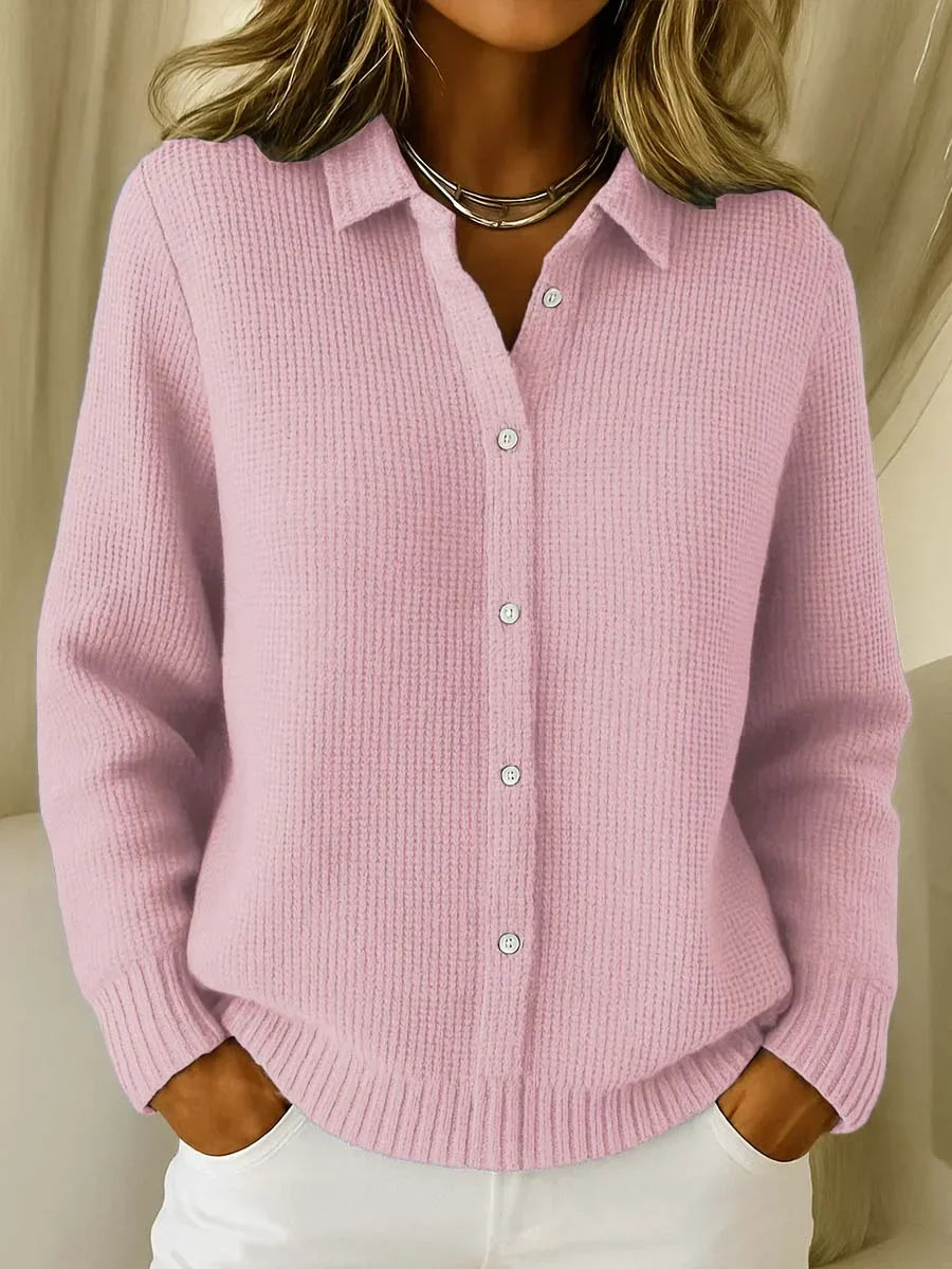 Women's Collared Button-Front Knit Cardigan