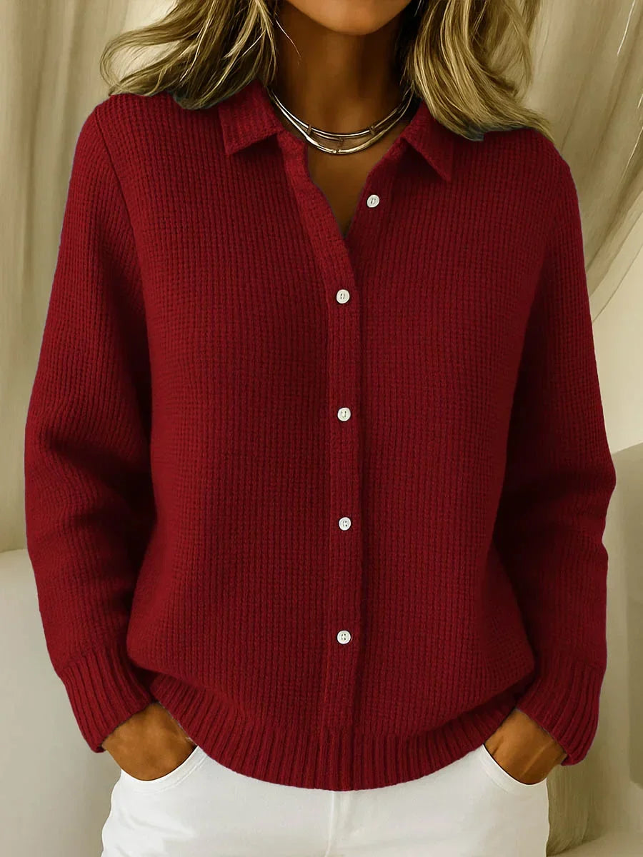 Women's Collared Button-Front Knit Cardigan