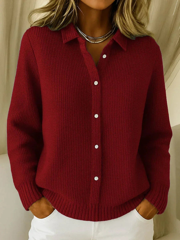 Women's Collared Button-Front Knit Cardigan