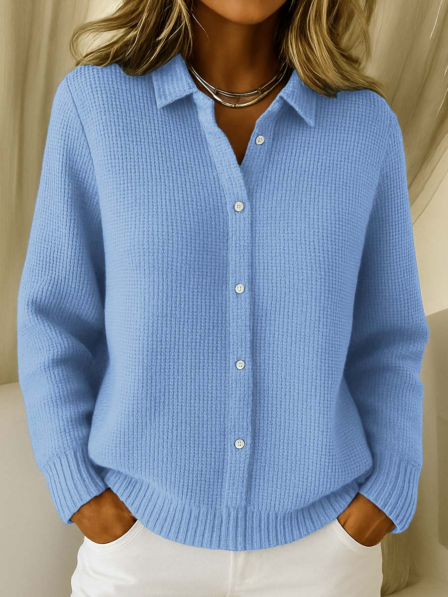 Women's Collared Button-Front Knit Cardigan
