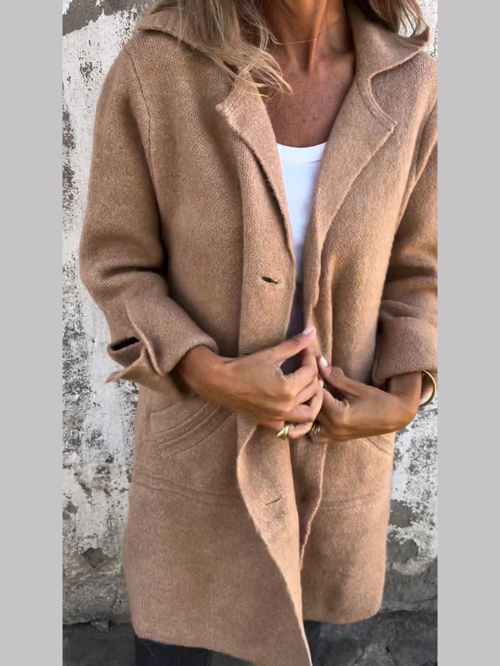 Women's Collared Button-Front Longline Cardigan