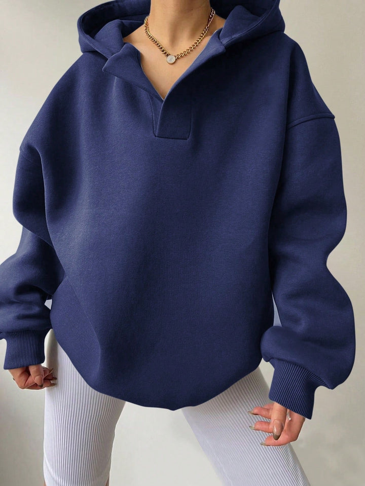 Women's Collared V-Neck Oversized Hoodie