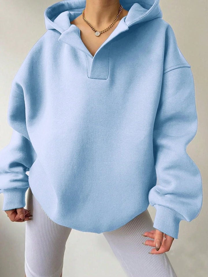 Women's Collared V-Neck Oversized Hoodie