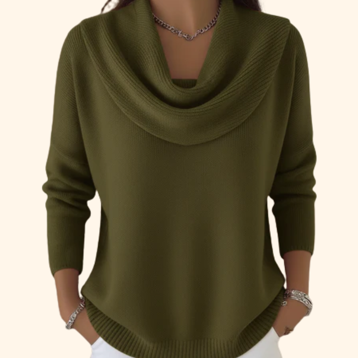 Women's Cowl Neck Relaxed Knit Sweater