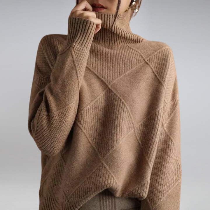 Women's Diamond Knit Turtleneck Sweater