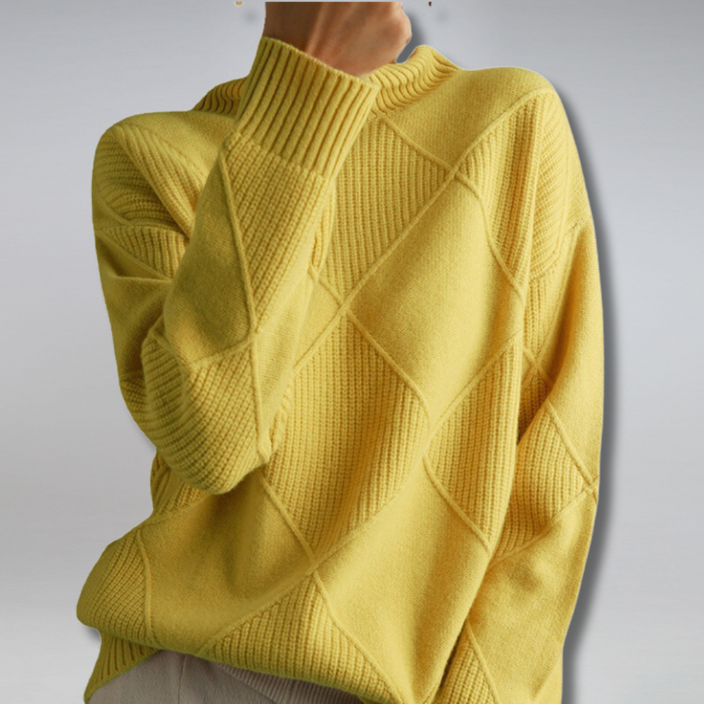 Women's Diamond Knit Turtleneck Sweater