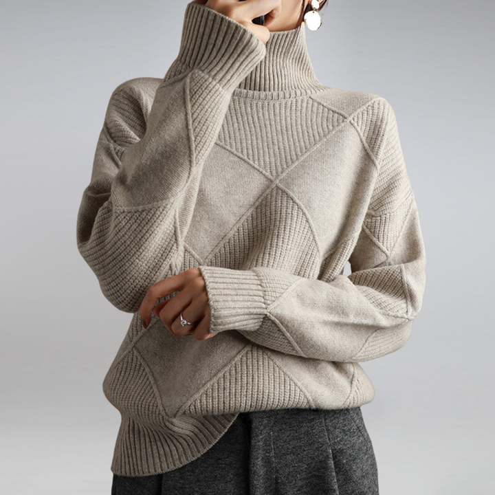 Women's Diamond Knit Turtleneck Sweater