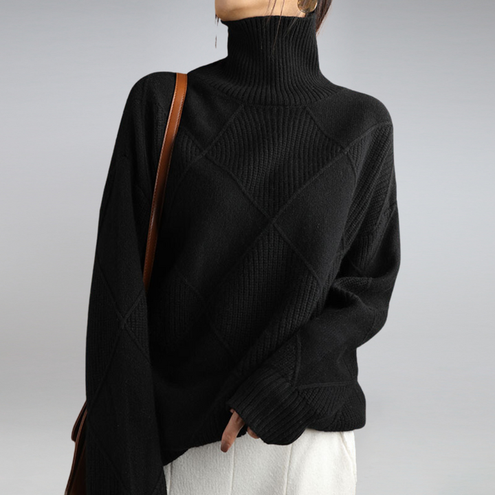 Women's Diamond Knit Turtleneck Sweater