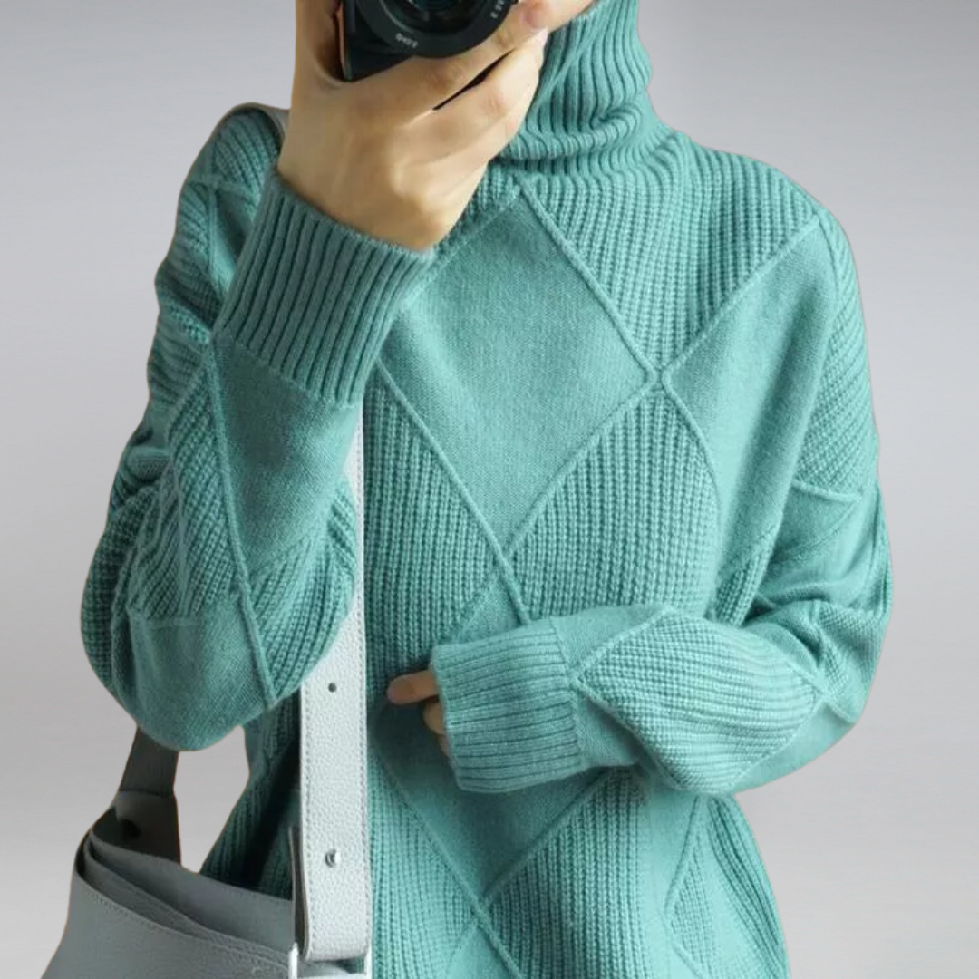 Women's Diamond Knit Turtleneck Sweater