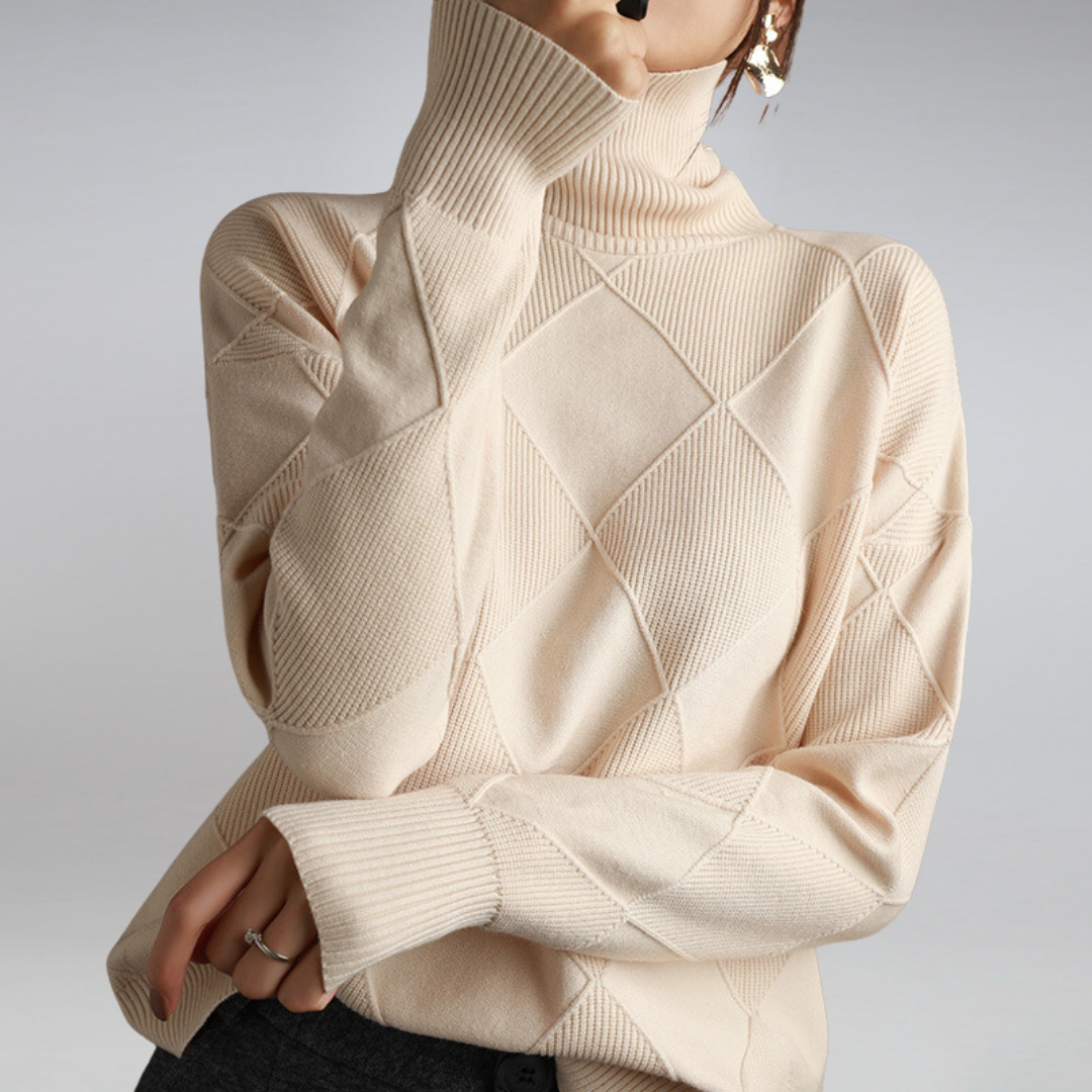 Women's Diamond Knit Turtleneck Sweater