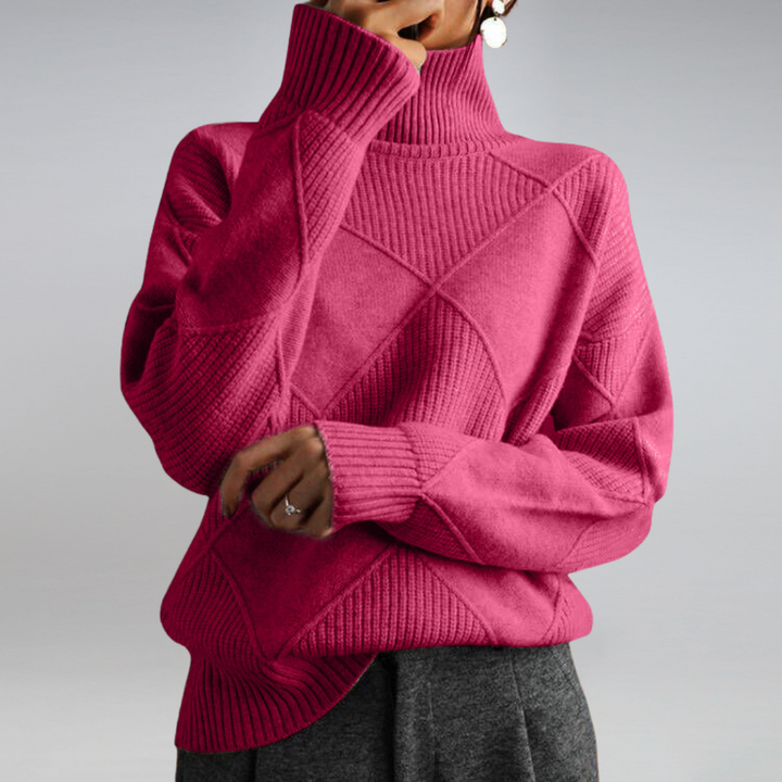 Women's Diamond Knit Turtleneck Sweater