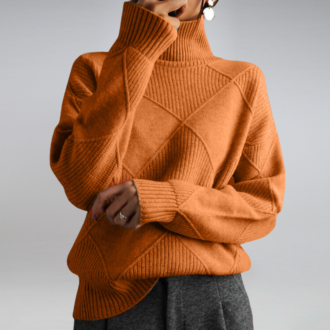 Women's Diamond Knit Turtleneck Sweater