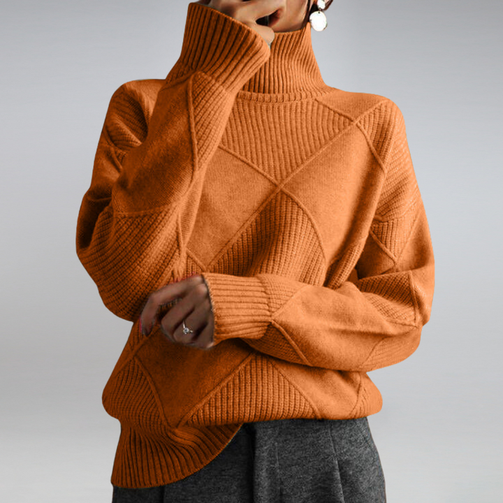 Women's Diamond Knit Turtleneck Sweater