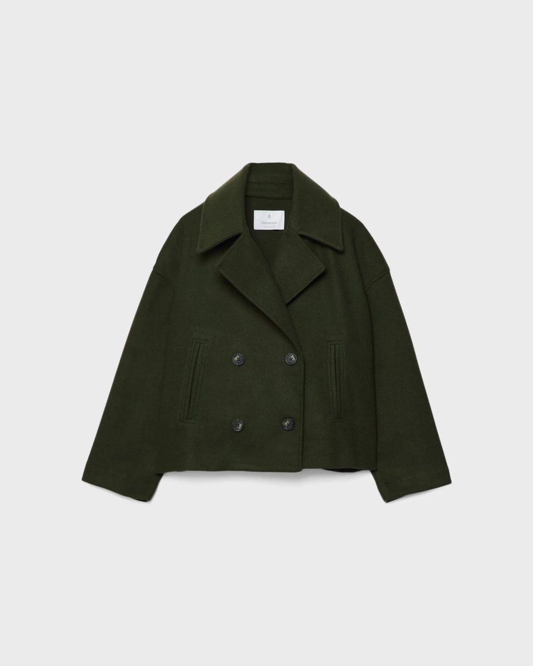 Women's Double-Breasted Cropped Wool Blend Coat