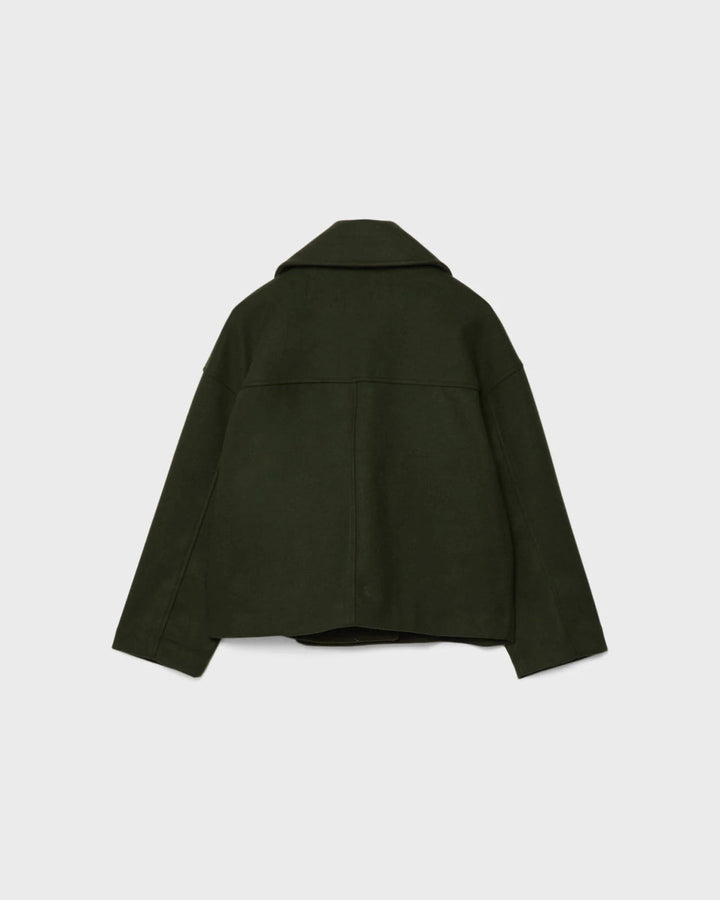 Women's Double-Breasted Cropped Wool Blend Coat