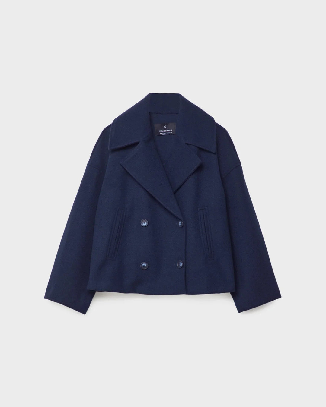 Women's Double-Breasted Cropped Wool Blend Coat