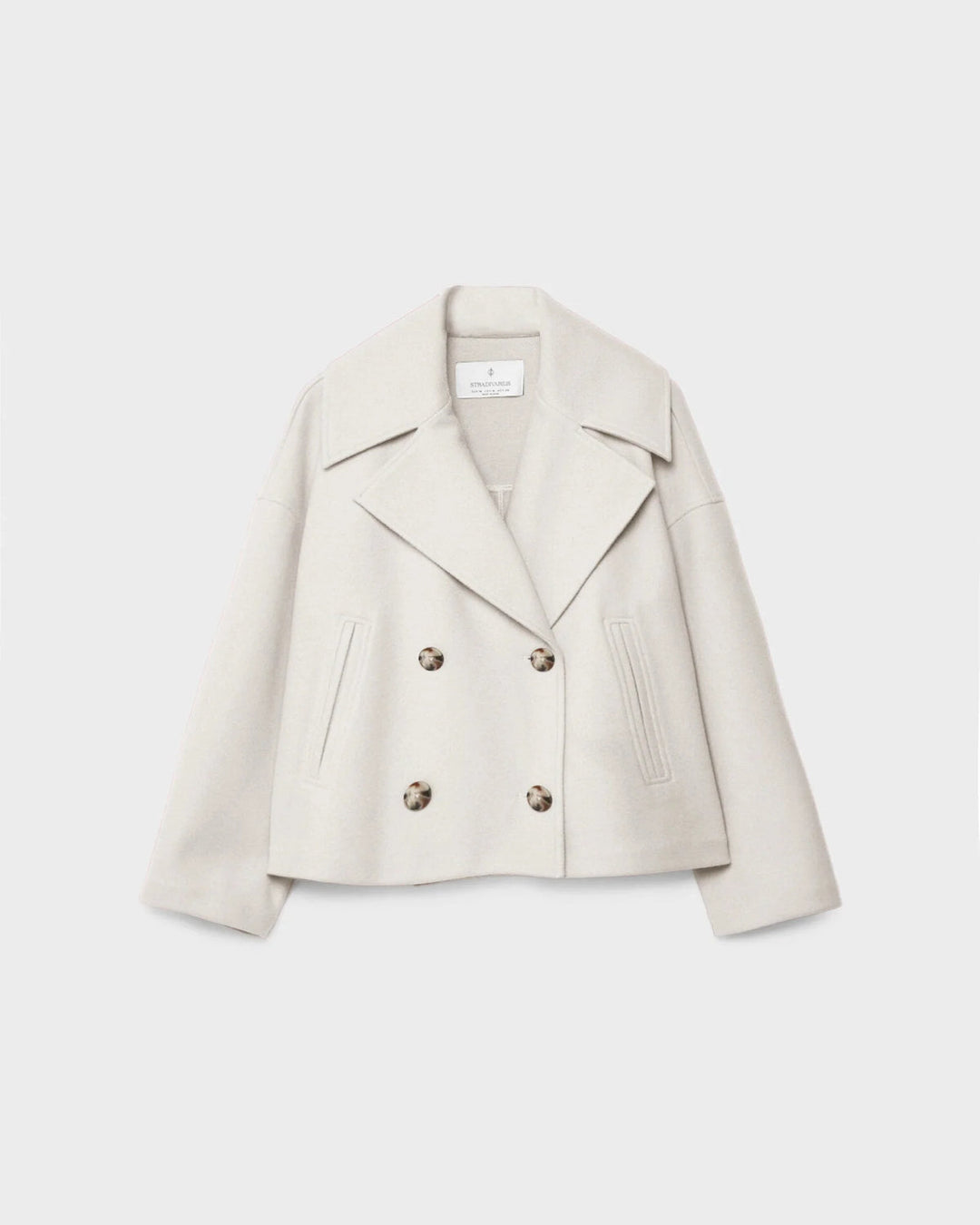 Women's Double-Breasted Cropped Wool Blend Coat